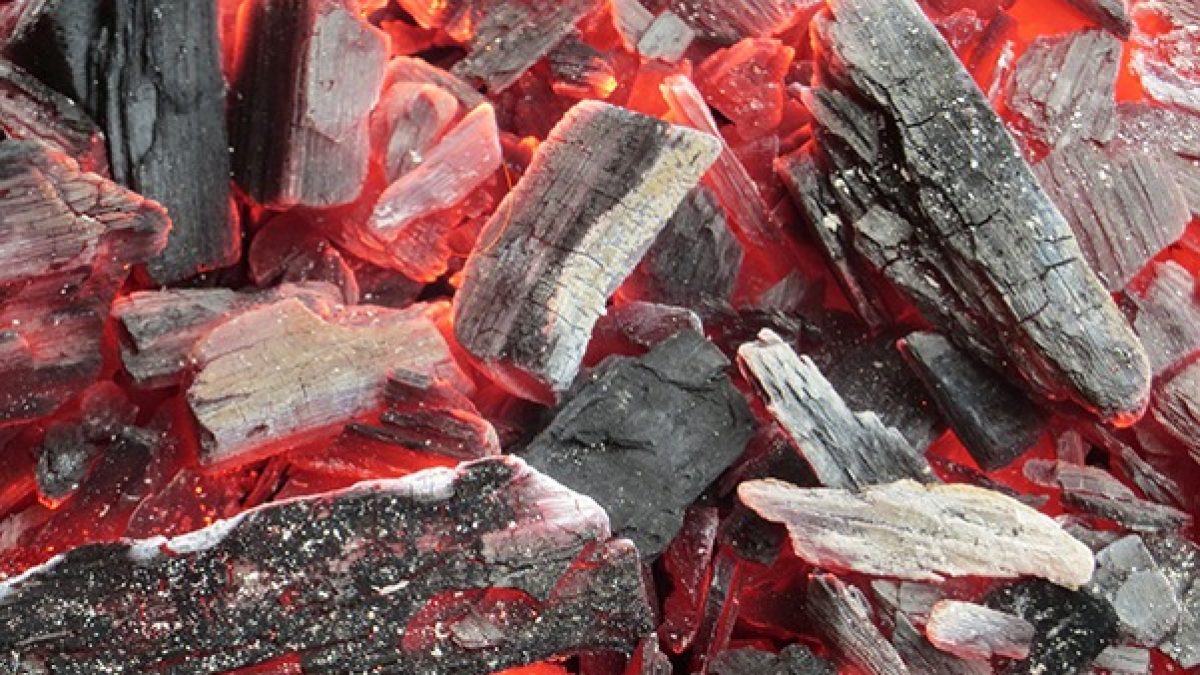 lit lump hardwood charcoal