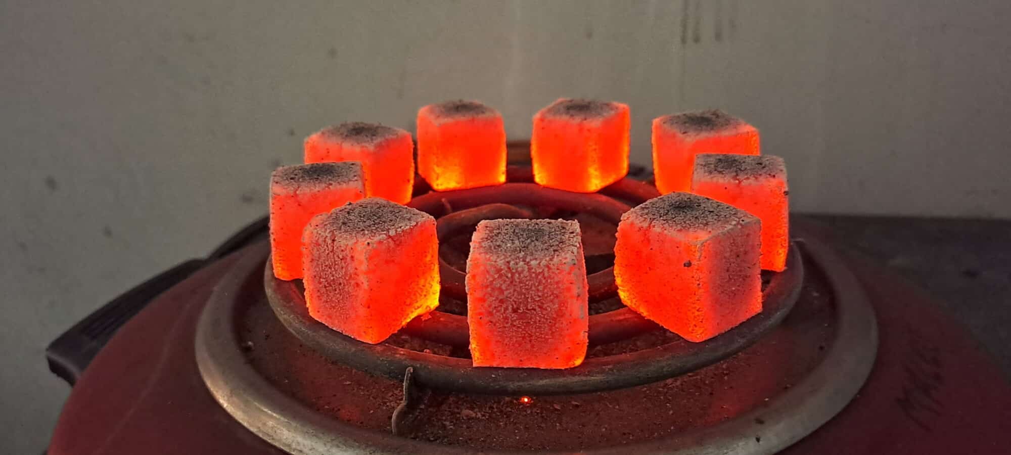 lit shisha hookah coconut charcoal